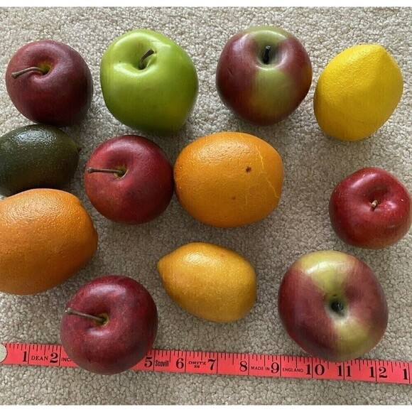 12 Pc Lot Artificial Fruit Realistic Staging Apple Orange Pear Lemon Kitchen - Picture 9 of 12